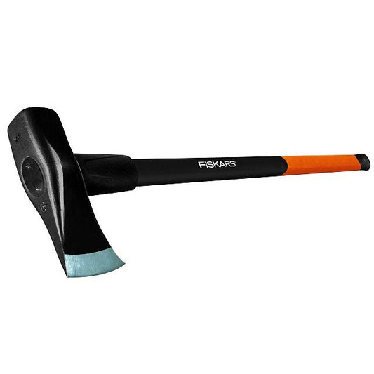 Fiskars Hacha (acero al carbón forjado), 2 en 1: Hacha y maza, Peso: 4,6 kg, Cuchilla de acero templado/Mango de plástico reforzado con fibra de vidrio, Negro/Naranja, X46, 1001705