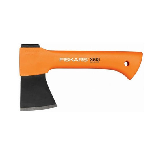 Fiskars Hacha pequeña de camping con estuche de almacenamiento y transporte, Longitud: 23 cm, Capa antiadherente, Peso: 564 g, Cuchilla de acero/Mango de plástico reforzado, Naranja