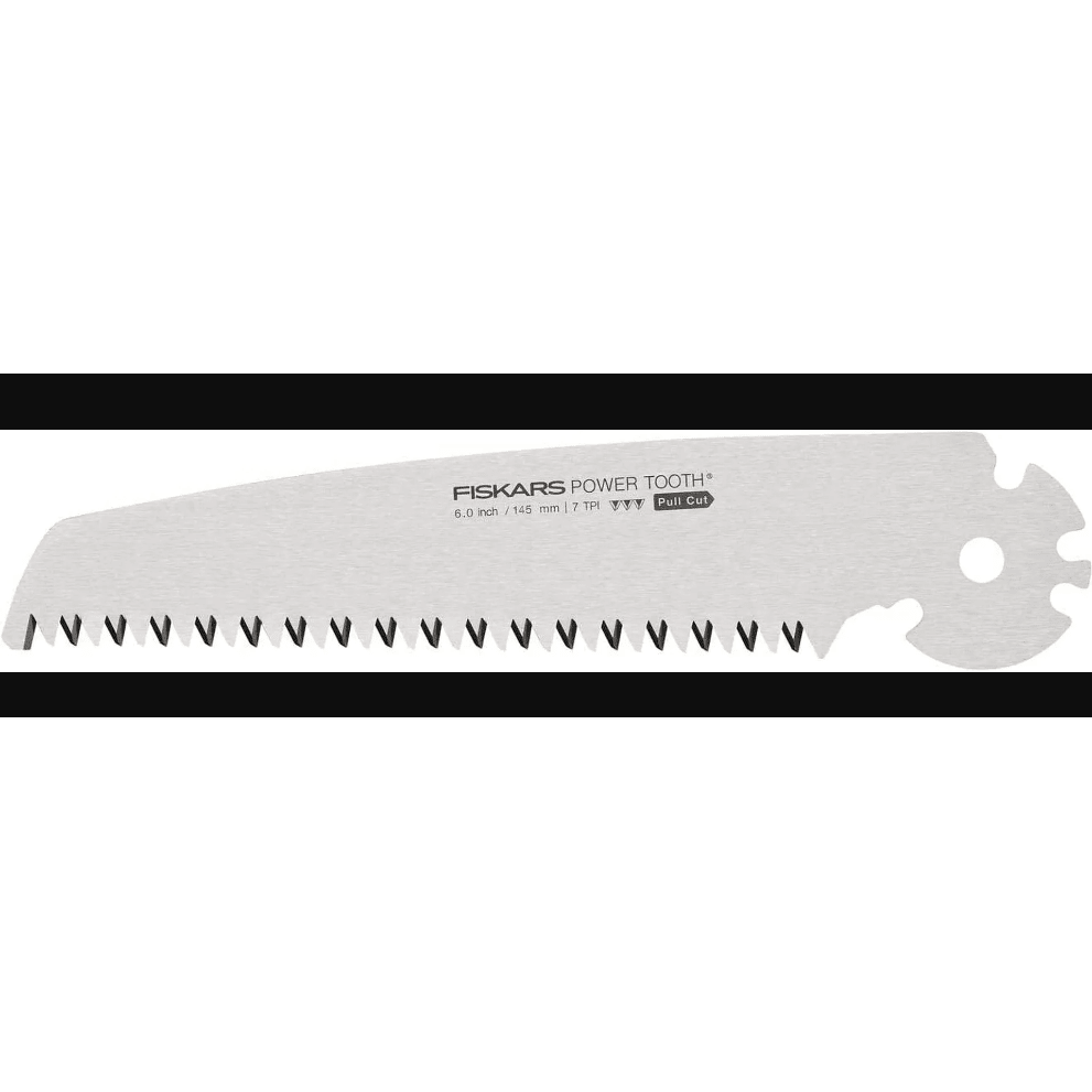Fiskars Hoja de recambio para la sierra plegable Plus SW68, Para troncos y ramas gruesas, Hoja afilada Power Tooth, Dentado grueso, Longitud de la hoja: 15 cm, 1067554 - Ferrotecnia