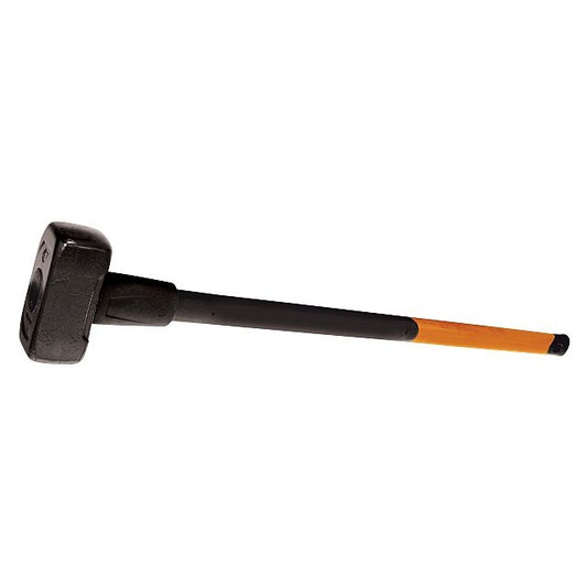 Fiskars Maza forjada 4 kg, Con parachoques, Cabeza de acero al carbón/Mango trimaterial con núcleo de fibra de vidrio, Negro/Naranja, XL, 120030