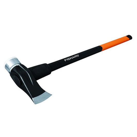Fiskars Maza y hacha 2 en 1, 3 kg, Con parachoques y superficie anti impactos, Negro/Naranja, 1001703