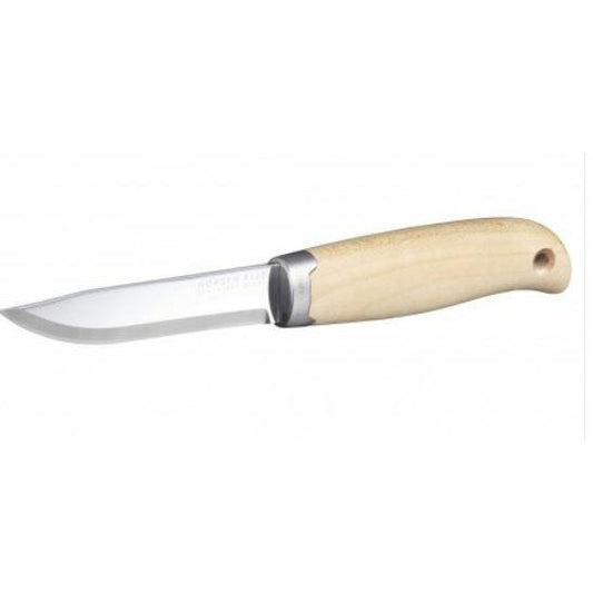 Fiskars Norden 1072090 - Cuchillo para exteriores (incluye alimentador, longitud de la hoja: 98 mm, longitud total: 21,5 cm, acero inoxidable/madera de abedul con certificado FSC)