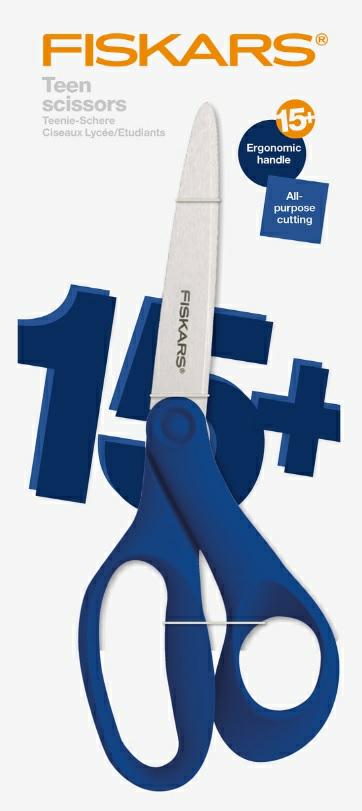 Fiskars Tijeras para adolescentes de 15-18 años, Para diestros, Longitud total: 20 cm, Acero inoxidable/plástico, Azul, 1067864