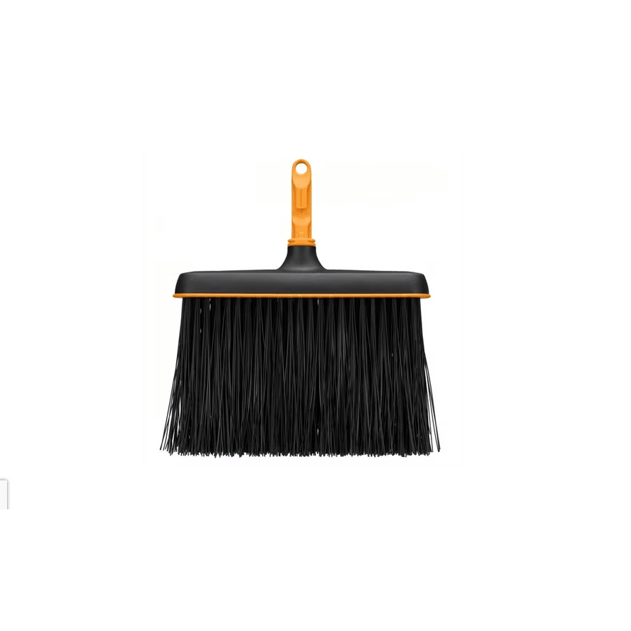 Fiskars OneClick Escoba, Accesorio Robusto para Suciedad Gruesa y Hojas, Cambio Sin Esfuerzo con Un Clic, Cerdas Más Largas, Negro y Naranja, 1080699 - Ferrotecnia