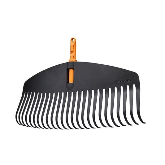 Fiskars OneClick Rastrillo de Hojas L, Accesorio Escoba en Abanico para Jardines Grandes, Cambio sin Esfuerzo en un Clic, Ancho: 51cm, Negro/Naranja, 1080673