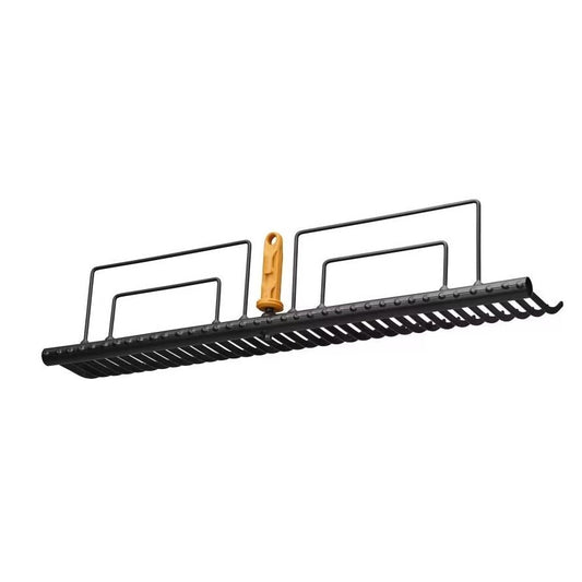 Fiskars OneClick Rastrillo para Césped, Accesorio de Rastrillo Ancho de Acero para Hojas y Restos de Poda, Cambio Sin Esfuerzo en 1 Clic, Acero al Carbono Templado, Negro y Naranja, 1080680