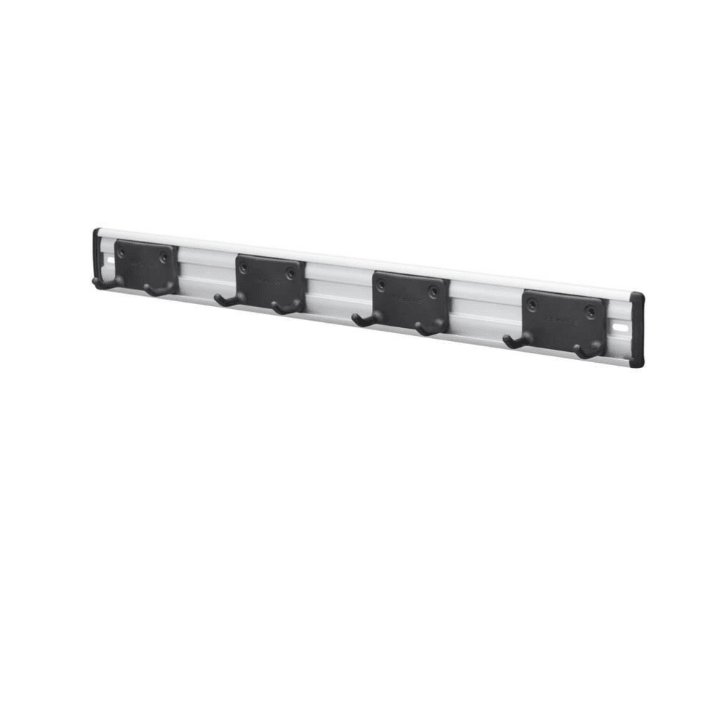 Fiskars OneClick Soporte para Herramientas de Jardín, Soporte de Pared con 5 Ganchos Dobles Móviles, Para Herramientas con Orificio para Colgar, Incl. Tornillos, Metal, Negro y Plata, 1082705 - Ferrotecnia