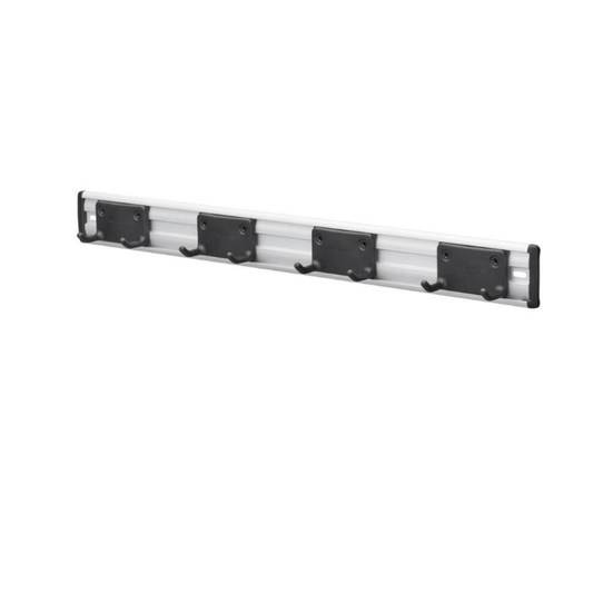 Fiskars OneClick Soporte para Herramientas de Jardín, Soporte de Pared con 5 Ganchos Dobles Móviles, Para Herramientas con Orificio para Colgar, Incl. Tornillos, Metal, Negro y Plata, 1082705