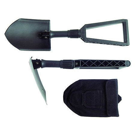 Fiskars Pala plegable para camping y alpinismo, 2 en 1: Pala y pico, Funda de tela incluida, Longitud: 59 cm, Acero al boro templado, Negro, 1000621