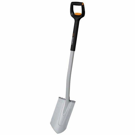 Fiskars Pala telescópica para suelos duros y pedregosos, Puntiaguda, Longitud: 111-130 cm, Hoja de acero al boro reforzada, Negro/Naranja, Xact, 1066732