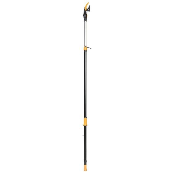 Fiskars Pértiga telescópica con cuchilla Bypass para ramas grandes y pequeñas, Capa antiadherente, Cuchillas de acero/Mango de aluminio, Longitud ajustable: 2,4 – 4 m, Negro/Naranja, UPX86, 1023624