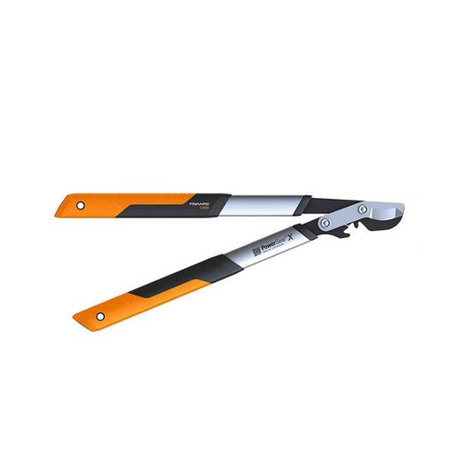 Fiskars Podadera con cuchilla bypass para madera verde, Sistema de cremallera PowerGear X, Talla S, Diámetro de corte: 3,8 cm, Cuchillas de acero templado con cubierta antiadherente, Longitud: 57 cm, Negro/Naranja, LX92, 1020186