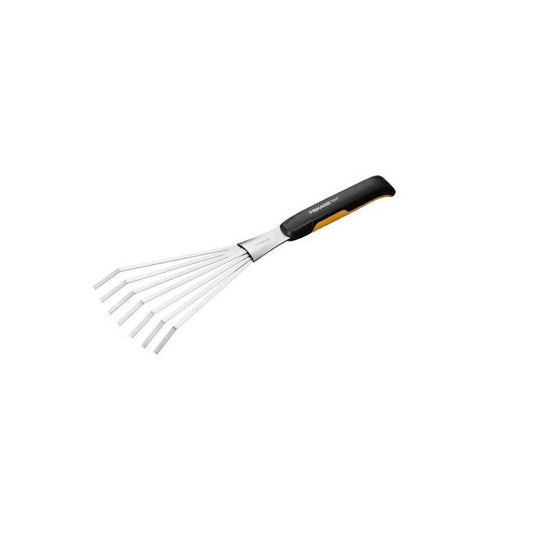 Fiskars Rastrillo de mano, 7 púas, Negro/Naranja, Acero inoxidable/Plástico, Xact, 1027044