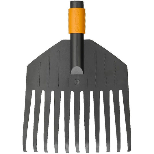 Fiskars Rastrillo pequeño para hojas, cabeza de la herramienta, 11 dientes, Longitud: 21,3 cm, dientes de plástico, Negro/Naranja, QuikFit, 1000659