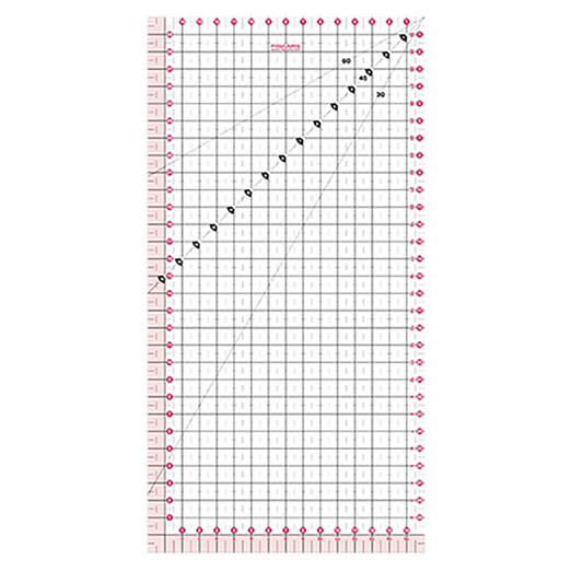 Fiskars Regla para patchwork, 15 x 30 cm, Margen de costura resaltado de 1 cm, Líneas de cuadrícula interrumpidas de medio centímetro, Líneas en ángulo, Plástico PET, 1066361