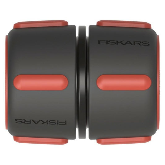 Fiskars Reparador de mangueras, Con puntos de contacto SoftGrip y sistema de codificación por colores, tamaño universal, Ø 1,9 cm (3/4''), 80 g, Negro/rojo, 1027066