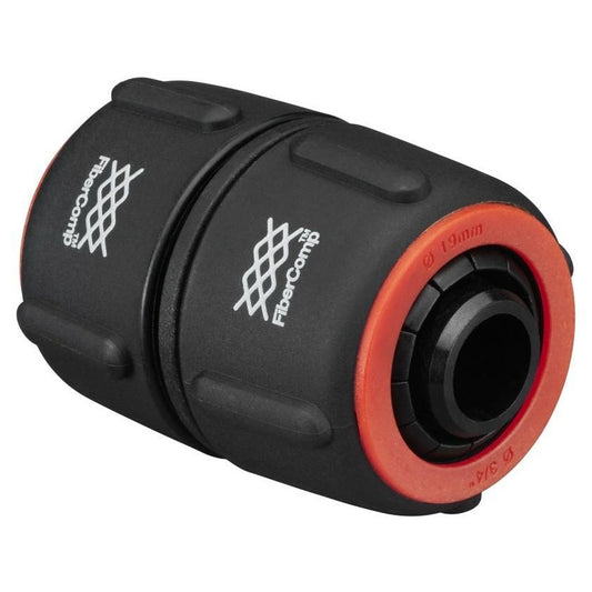 Fiskars Reparador de mangueras, Ø 19 mm (3/4"), Con sistema de codificación por colores, Tamaño universal, FiberComp, 30 g, Negro/Rojo, 1054785