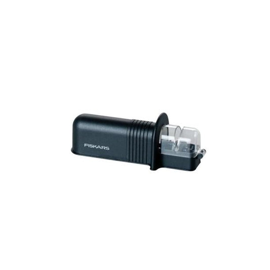 Fiskars Roll-Sharp Afilador de cuchillos con piedra de cerámica, Plástico, Negro, Essential, 8x3x10 cm, 1023811