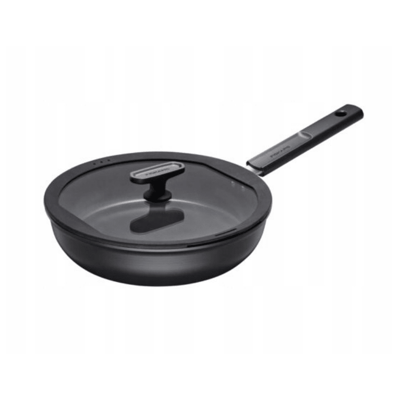 Fiskars Sartén con Tapa, Hard Face, Diámetro 28 cm, Capacidad: 3,5 litros, Apta para todas las Placas, Revestimiento Antiadherente, Resistente a los Arañazos, Aluminio/Plástico, Negro, 1075530 - Ferrotecnia