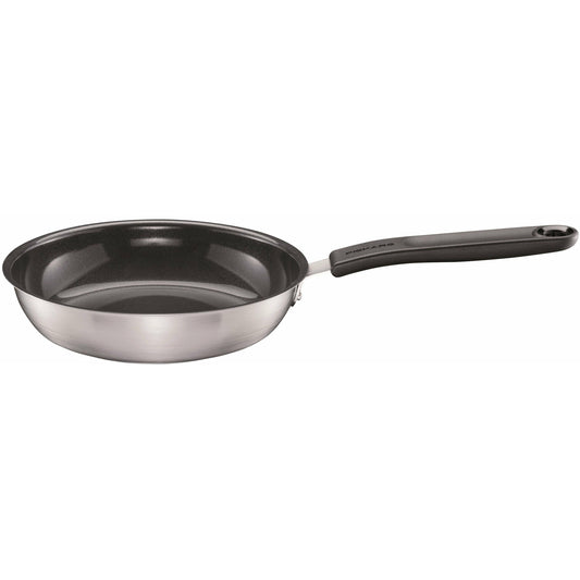 Fiskars Sartén, Ø 20 cm, Con Recubrimiento, Apta para Todas las Placas de Cocina, Acero Inoxidable Reciclado, Functional Form, Plateado/Negro, 1072249