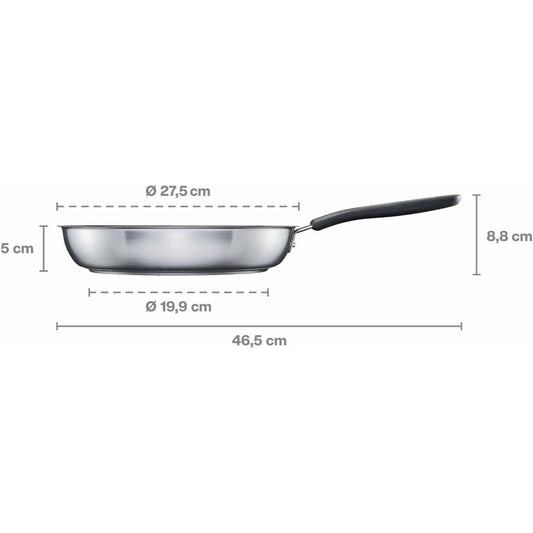 Fiskars Sartén, Ø 26 cm, Con Recubrimiento, Apta para Todas las Placas de Cocina, Acero Inoxidable Reciclado, Functional Form, Plateado/Negro, 1072311