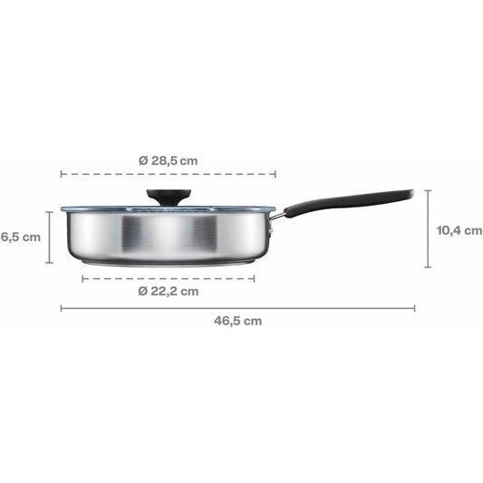 Fiskars Sartén para Saltear con Tapa, Ø 26 cm, Con Recubrimiento, Apta para Todas las Placas de Cocina, Acero Inoxidable Reciclado, Functional Form, Negro, 1072314