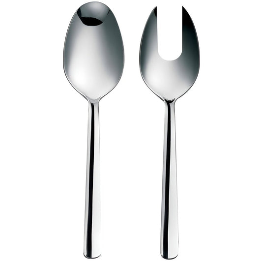Fiskars Set de Cubiertos para Ensalada, 2 Piezas, Functional Form, Cucharón para Ensalada y Tenedor para Ensalada, Acero Inoxidable 18/10, Plata/Brillante, 1002948