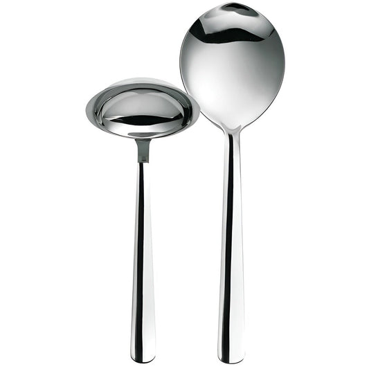 Fiskars Set de Cubiertos para Servir, 2 Piezas, Functional Form, Cucharón y Cucharón de Servicio, Acero Inoxidable 18/10, Plata/Brillante, 1002947