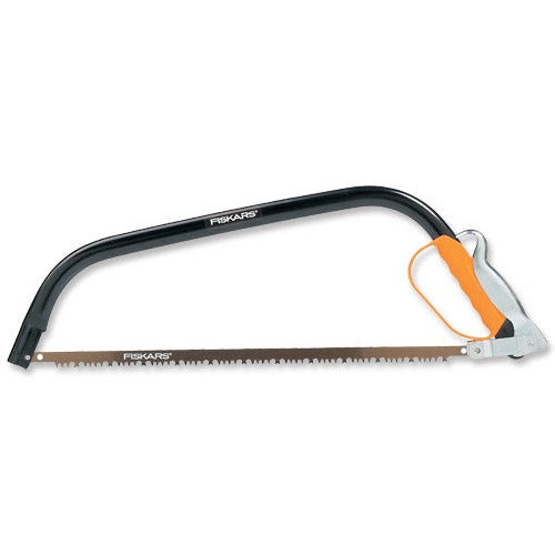 Fiskars Sierra de arco para madera verde, Cuchilla fija, Longitud: 62 cm (21"), Incluye protección de plástico para la cuchilla, Acero de calidad, Negro/Naranja, SW30, 1001621