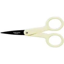 Fiskars Tijeras antiadhesivas Micro-Tip - 12 cm, para diestros y zurdos, Blanco, 1004682