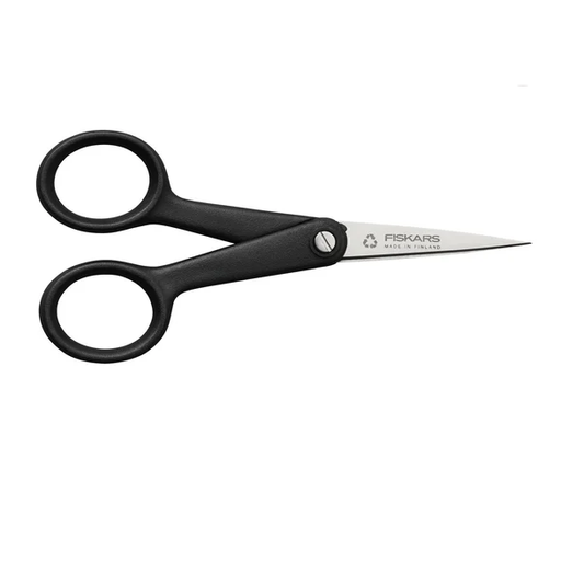 Fiskars Tijeras de Costura ReNew, Longitud: 12,4 cm, Acero Inoxidable Reciclado/Plástico Reciclado, Functional Form, Negro, 1074541