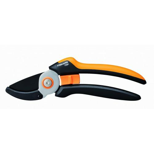 Fiskars Tijeras de jardín de yunque L, Solid, P361, Para ramitas y ramas secas, Revestimiento antiadherente, Cuchillas de acero inoxidable, Longitud: 20.1 cm, Negro/Naranja, 1057165