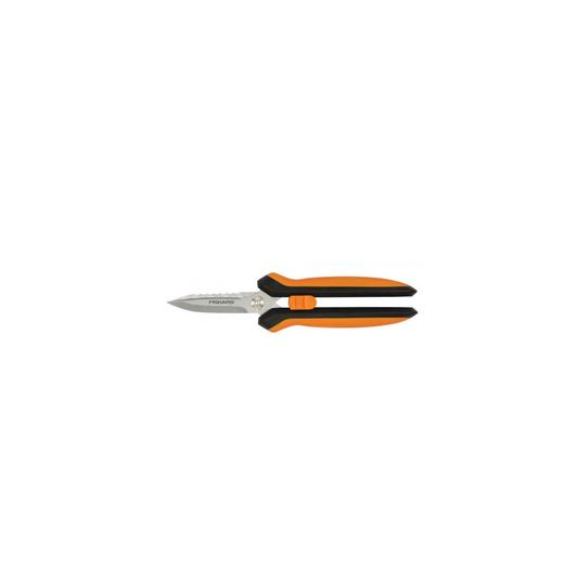 Fiskars Tijeras de jardín multiusos, Longitud: 20,6 cm, Cuchillas de acero inoxidable/mangos de plástico, Negro/Naranja, Solid, SP-320, 1063328