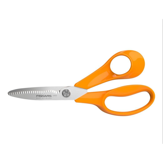Fiskars Tijeras de jardinería Classic, Cuchillas dentadas, Para Diestros, Longitud total: 18,7 cm, Tornillo Torx mejorado y mango más ergonómico, Acero/Plástico, Naranja, 1075052