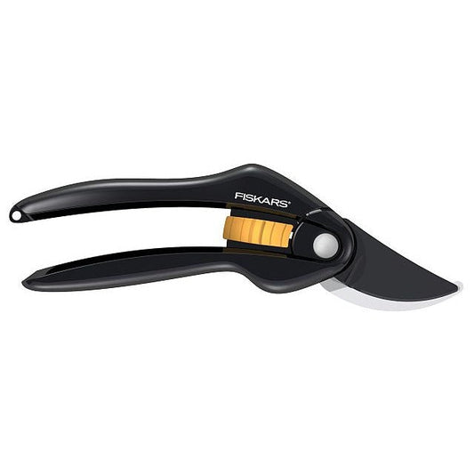 Fiskars Tijeras de podar con cuchilla bypass, Capa antiadherente des Cuchillas de acero de calidad, Longitud: 20 cm, Diámetro de corte: 2,2 cm, Negro/Naranja, SingleStep, P26, 1000567 - Ferrotecnia