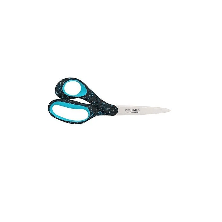 Fiskars Tijeras para adolescentes de 15-18 años, Para zurdos, Longitud total: 20 cm, Acero inoxidable/plástico, Negro/Turquesa moteado, 1067869 - Ferrotecnia