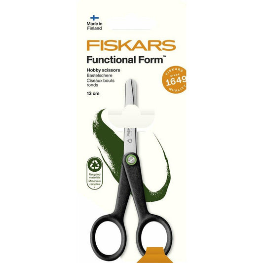 Fiskars Tijeras para Manualidades ReNew, Longitud: 12,9 cm, Acero Inoxidable Reciclado/Plástico Reciclado, Functional Form, Negro, 1074542 - Ferrotecnia