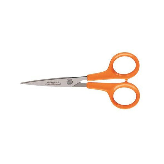 Fiskars Tijeras para trabajos manuales, Classic, Longitud: 13 cm, Para diestros y zurdos, Hoja de acero inoxidable/mangos de plástico, Naranja, 1005153 - Ferrotecnia