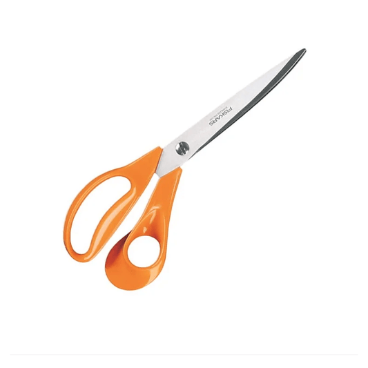 Fiskars Tijeras universales grandes para tejidos y manualidades Classic, Para Diestros, Longitud total: 25 cm, Tornillo Torx mejorado y mango más ergonómico, Acero/Plástico, Naranja, 1075038 - Ferrotecnia