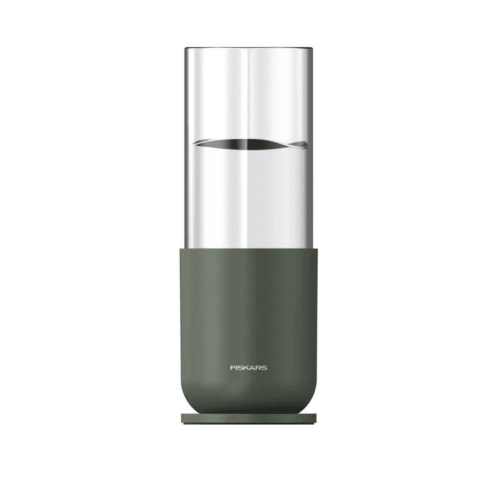 Fiskars Urban Plant Care Recipiente de Cultivo para esquejes, Altura 16,5 cm, Vidrio de Calidad y Soporte metálico Estable, Verde Oliva, 1080911 - Ferrotecnia
