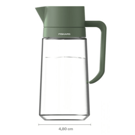 Fiskars Urban Plant Care Regadera de Cristal, 0,5 L, Diseño Elegante para Plantas de Interior, Asa ergonómica, Altura 19,9 cm, Cristal, Verde Oliva, 1080775 - Ferrotecnia
