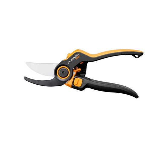 Fiskars X-series DualAction Tijeras de podar Bypass P981, 2en1 para ramas finas y gruesas, Mango ergonómico rotativo, Cuchillas de acero antiadherente/Mango FiberComp, Negro/Naranja, 1080132