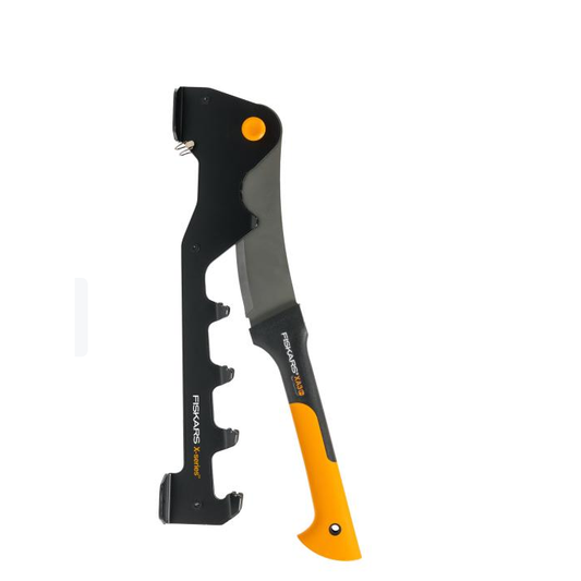 Fiskars X-Series Set para Cortar Troncos con Soporte de Pared y Machete WoodXpert XA3, para Cortar leña y Ramas, 1079159