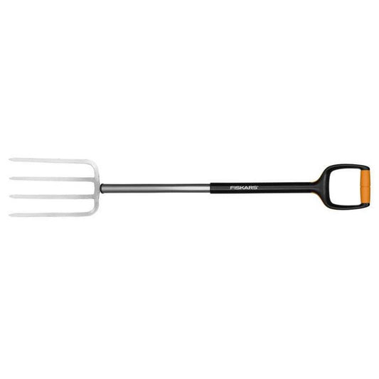 Fiskars Xact Horca mediana M, Con 4 púas, Longitud: 108 cm, Púas de acero/Mango reforzado con fibra de vidrio, Negro/Naranja, 1003686