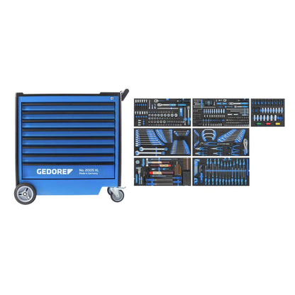 GEDORE 2005 XL - S - 466 - Carro de taller 2005 XL de 8 cajones con surtido de 466 herramientas - Ferrotecnia