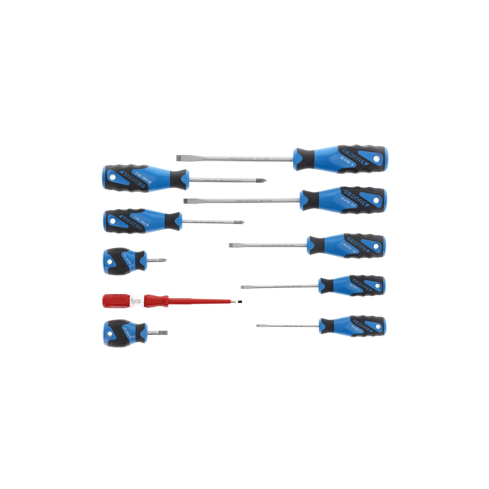 GEDORE 2150 - 2160 PH - 010 - Juego de 10 Destornillador Plano+PH (1482343) - Ferrotecnia