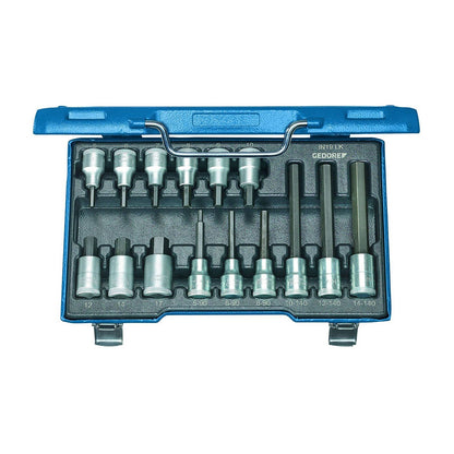 GEDORE IN 19 LKM - Juego de Vasos INBUS en medidas métricas con arrastre de 1/2" (15 piezas) - Ferrotecnia