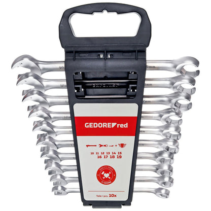GEDORE red R05905010 - Juego de 10 llaves combinadas de carraca abiertas, 10 - 19 mm (3301003) - Ferrotecnia