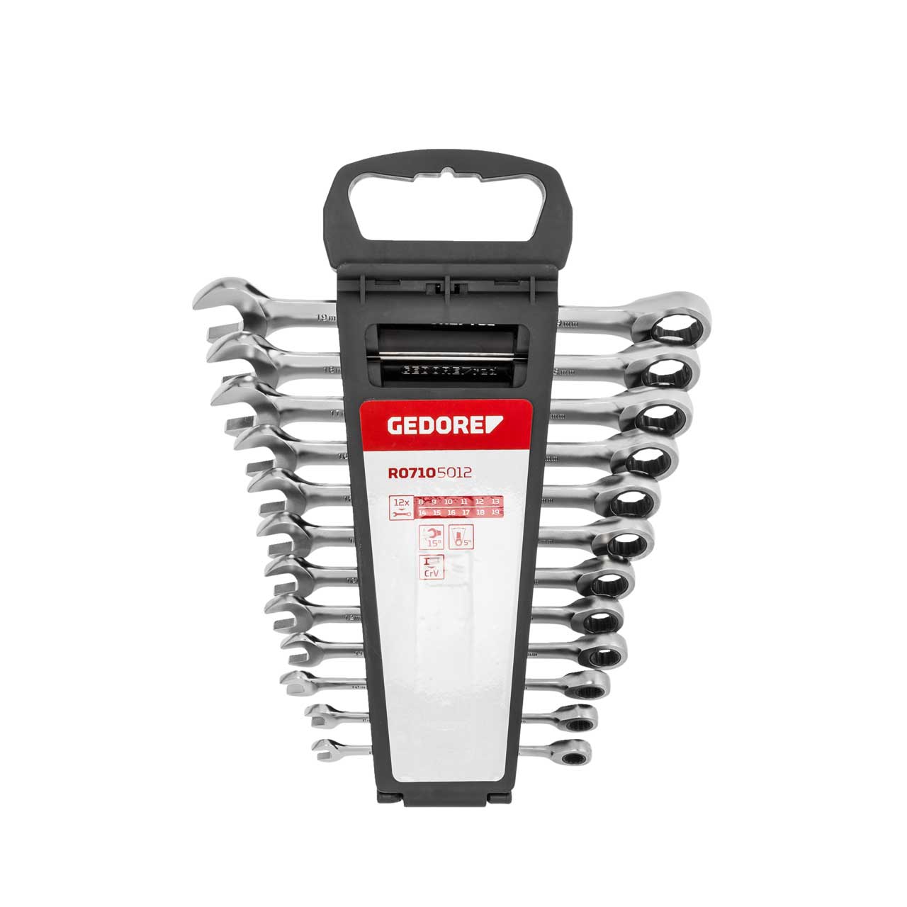 GEDORE red R07105012 - Juego de 12 llaves combinadas de carraca, 8 - 19 mm (3300850) - Ferrotecnia
