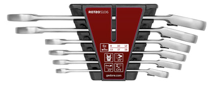 GEDORE red R07205106 - Juego de 6 llaves combinadas de carraca, 8 - 19mm (3301084) - Ferrotecnia